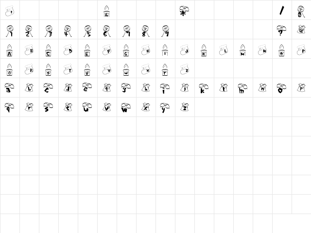 x'mas? Font Regular  glyph index