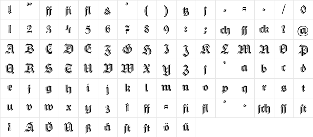 Hermann-Gotisch Regular  glyph index
