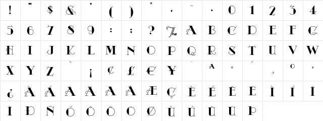 Odalisque Regular  glyph index