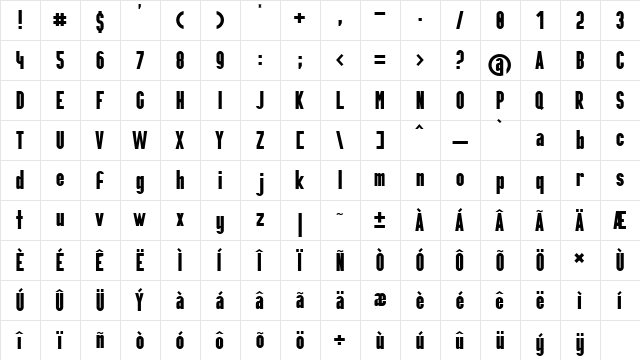 build Bold  glyph index