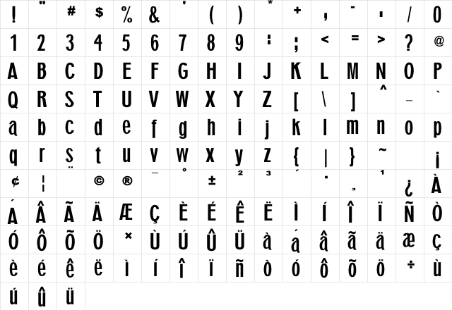 5AM Superchalmers Regular  glyph index