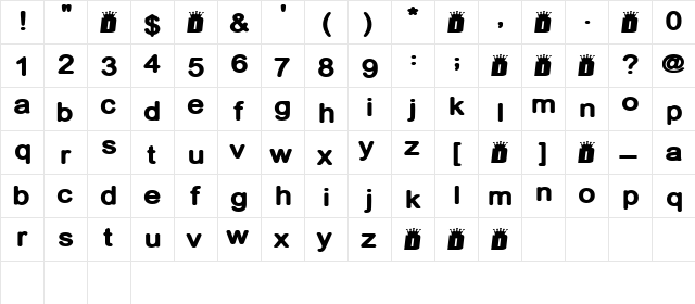 DeeDee Regular  glyph index