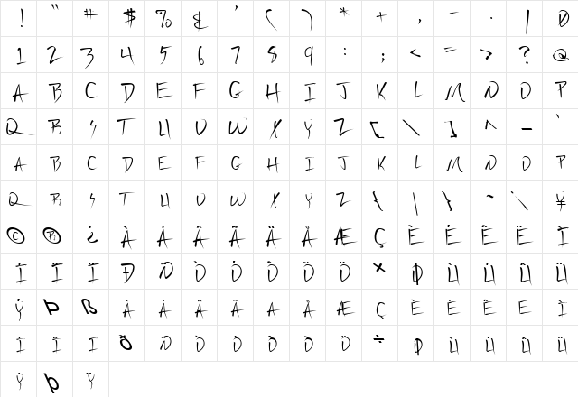 FZ JAZZY 44 LEFTY Normal  glyph index