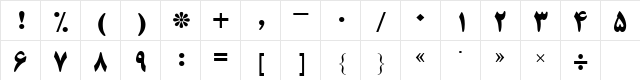 B Titr Bold  glyph index