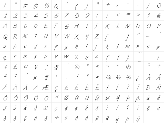 DTCVanDijkM01 Regular  glyph index