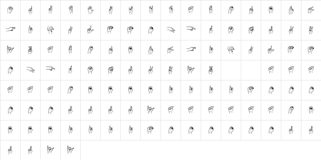 Happy Hands Regular  glyph index