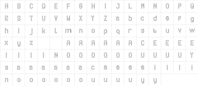 AXTON DEMO Stroke Regular  glyph index