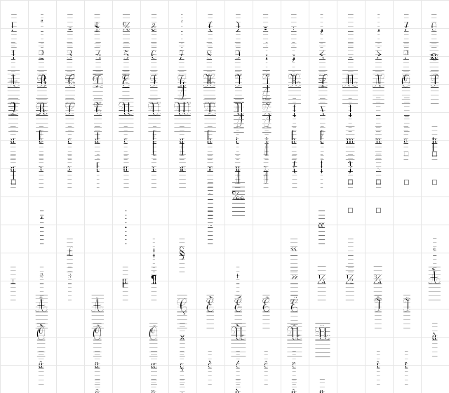 Ecolier_lignes Regular  glyph index
