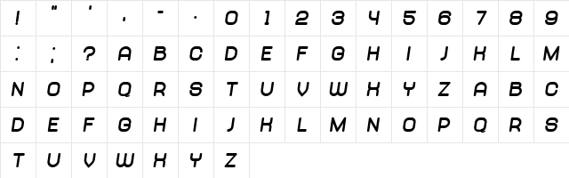 Abandoned Black Italic  glyph index