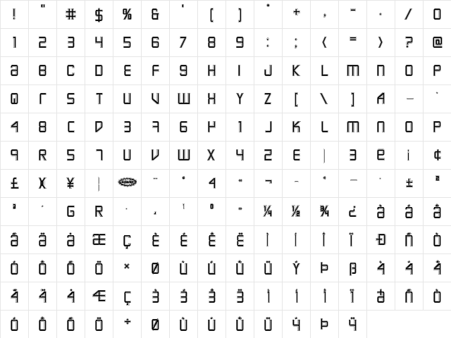 Escape Artist Academy Regular  glyph index