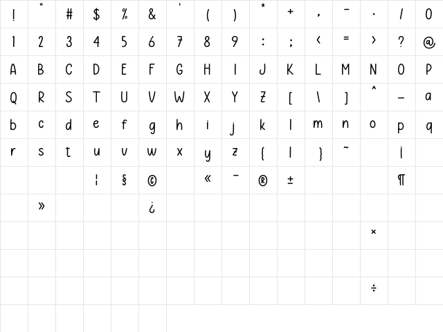Roast Chicken Regular  glyph index