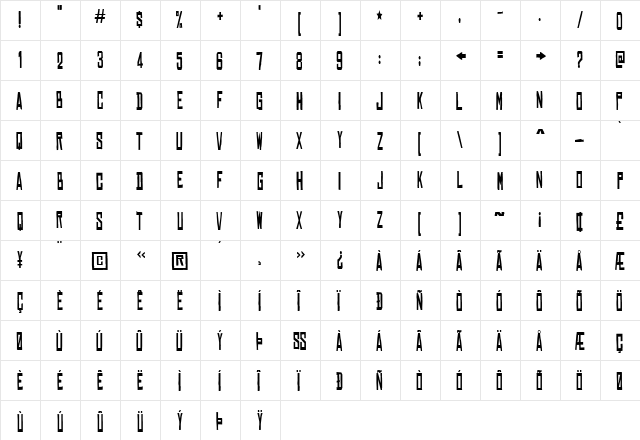 Chinese Rocks Cnd Regular  glyph index