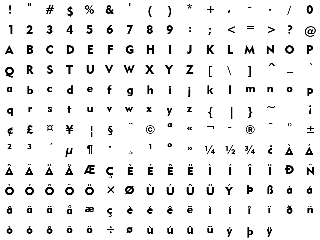 Geometr415 Blk BT Black  glyph index