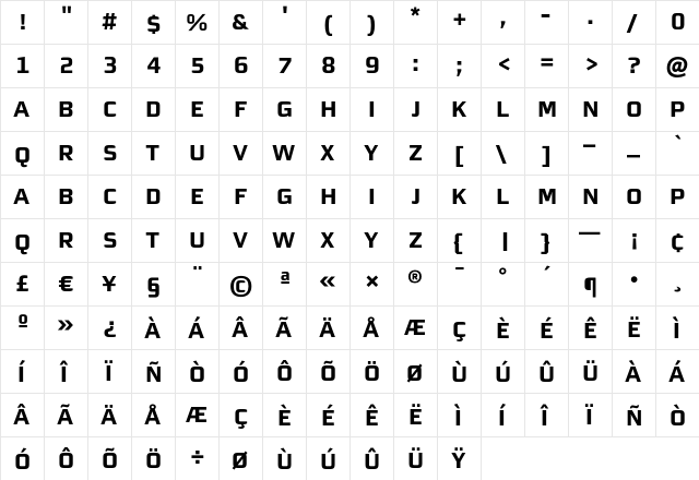 MorganSnCaps Bold  glyph index