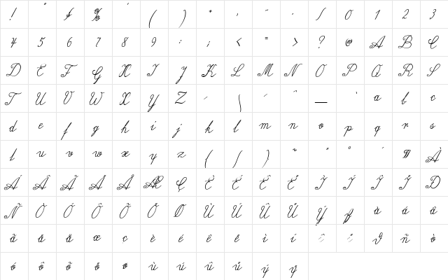 Wiegel Latein Medium Regular  glyph index