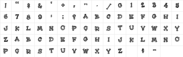 Hee Haw MF Regular  glyph index
