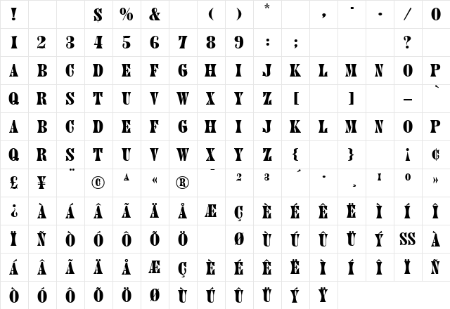 PageCaps Bold  glyph index