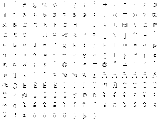 FZ BASIC 58 HOLLOW Normal  glyph index