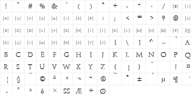 URWAlmagestOpeIniD Regular  glyph index
