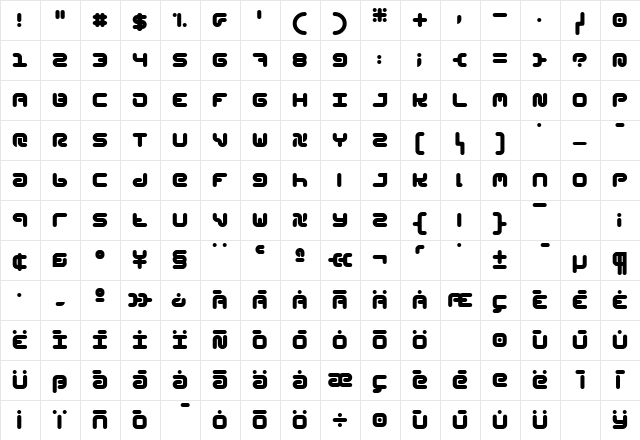 Styl Plain  glyph index