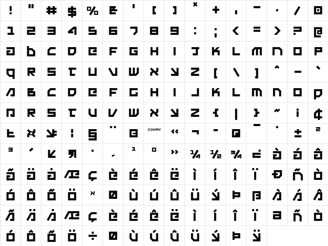 Uno Estado Regular  glyph index