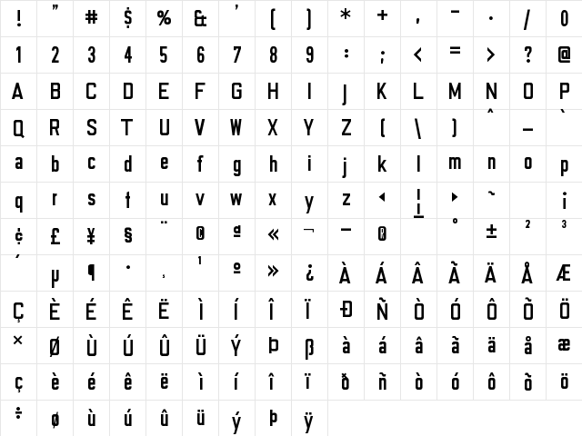 SchilderGrotesk Medium  glyph index