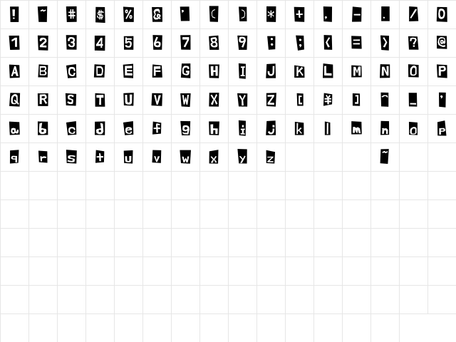 RecFont Regular  glyph index