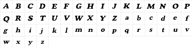 Mondeur Italic  glyph index