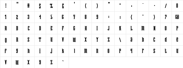 Westminster NDP Regular  glyph index