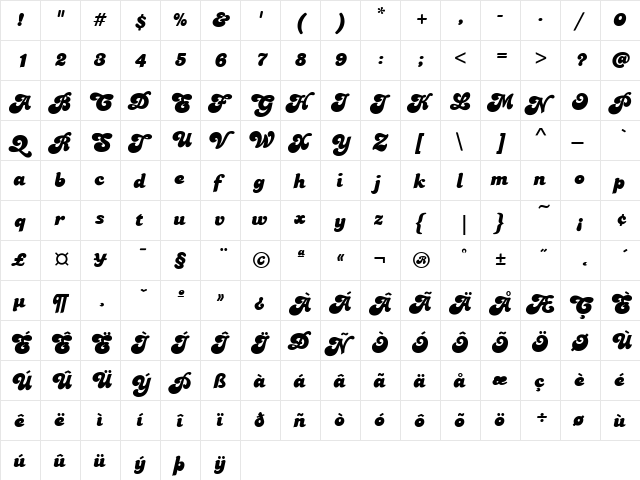 FZ JAZZY 49 Normal  glyph index