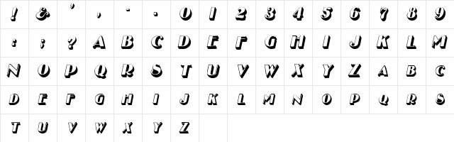DuxburyShadowSCapsSSK Italic  glyph index