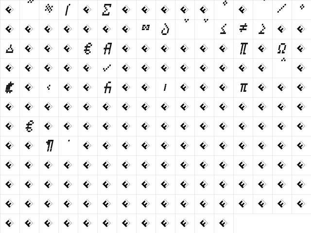 CallSeven-ItalicExp Regular  glyph index
