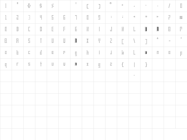 Frankstern Outline Regular  glyph index