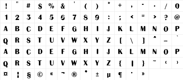 a_AlbionicTtlRg&Bt Regular  glyph index