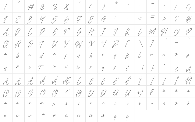Darklight Regular  glyph index