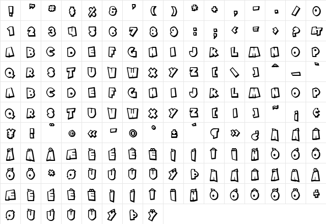 SF Pale Bottom Shaded Regular  glyph index