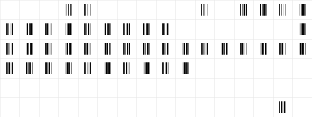 RSWide39 Regular  glyph index