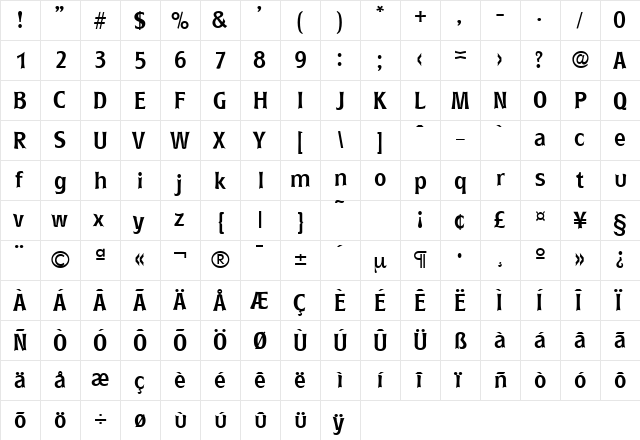 Roundest-Serial-Medium Regular  glyph index