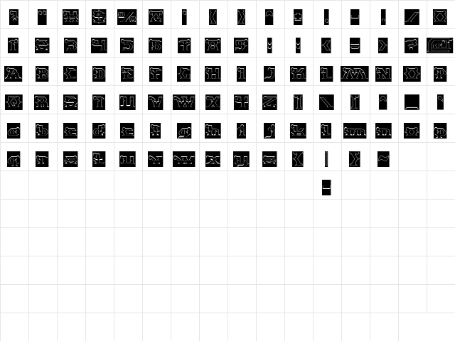 STARGAZER-Hollow-Inverse Regular  glyph index