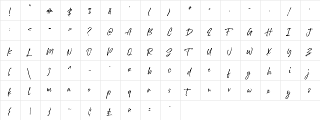 Royalty DEMO Regular  glyph index