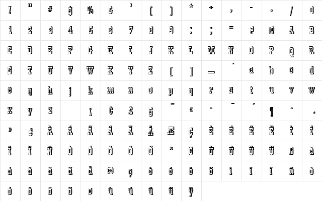 OldTowneNo536DRe1 Regular  glyph index