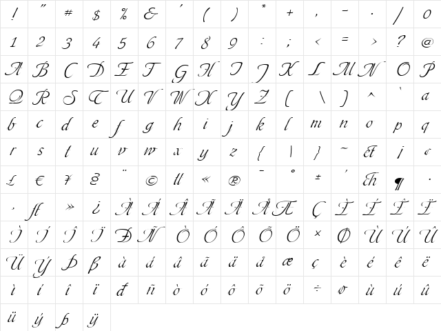 Toots Extended Regular  glyph index