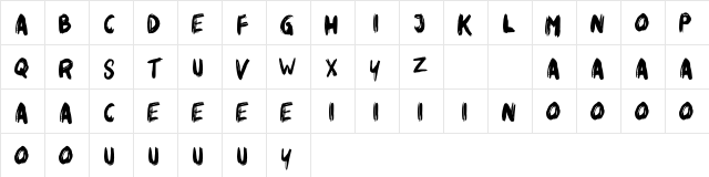 Rikabrush Regular  glyph index