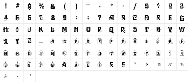 Xmas Regular  glyph index