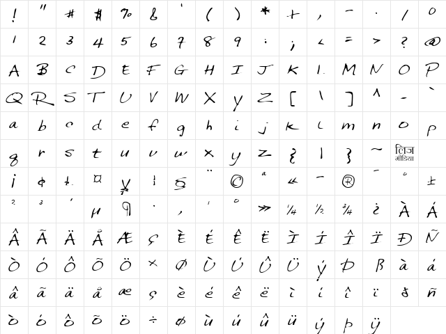 LEHN144 Regular  glyph index