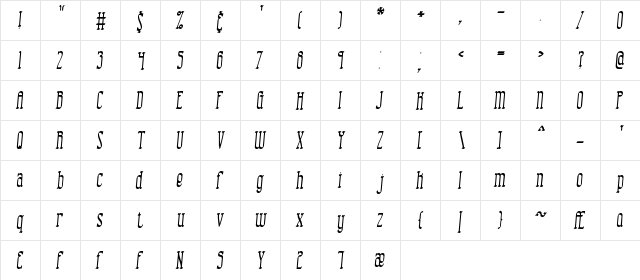 Combustion II BRK Normal  glyph index
