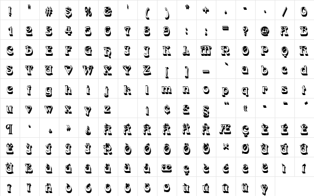ArnoldBoeDSh1 Regular  glyph index