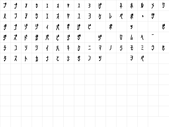 D3 Skullism Katakana Bold Regular  glyph index