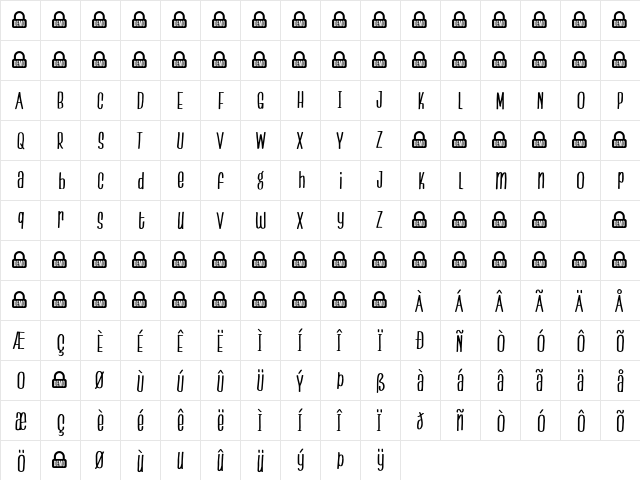Handa Regular  glyph index
