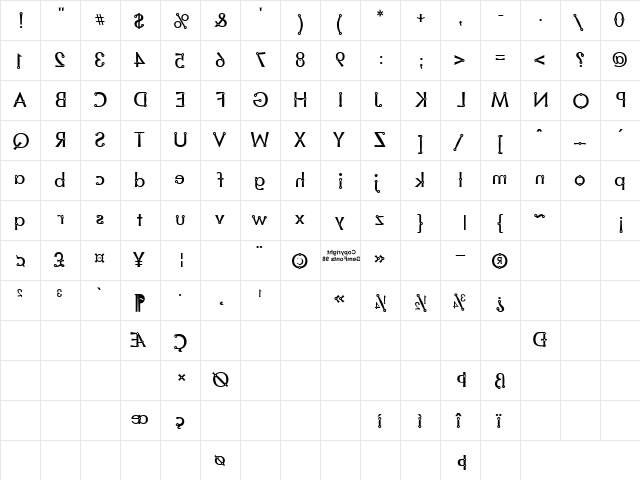 Blacksmith Delight Mirrored Regular  glyph index
